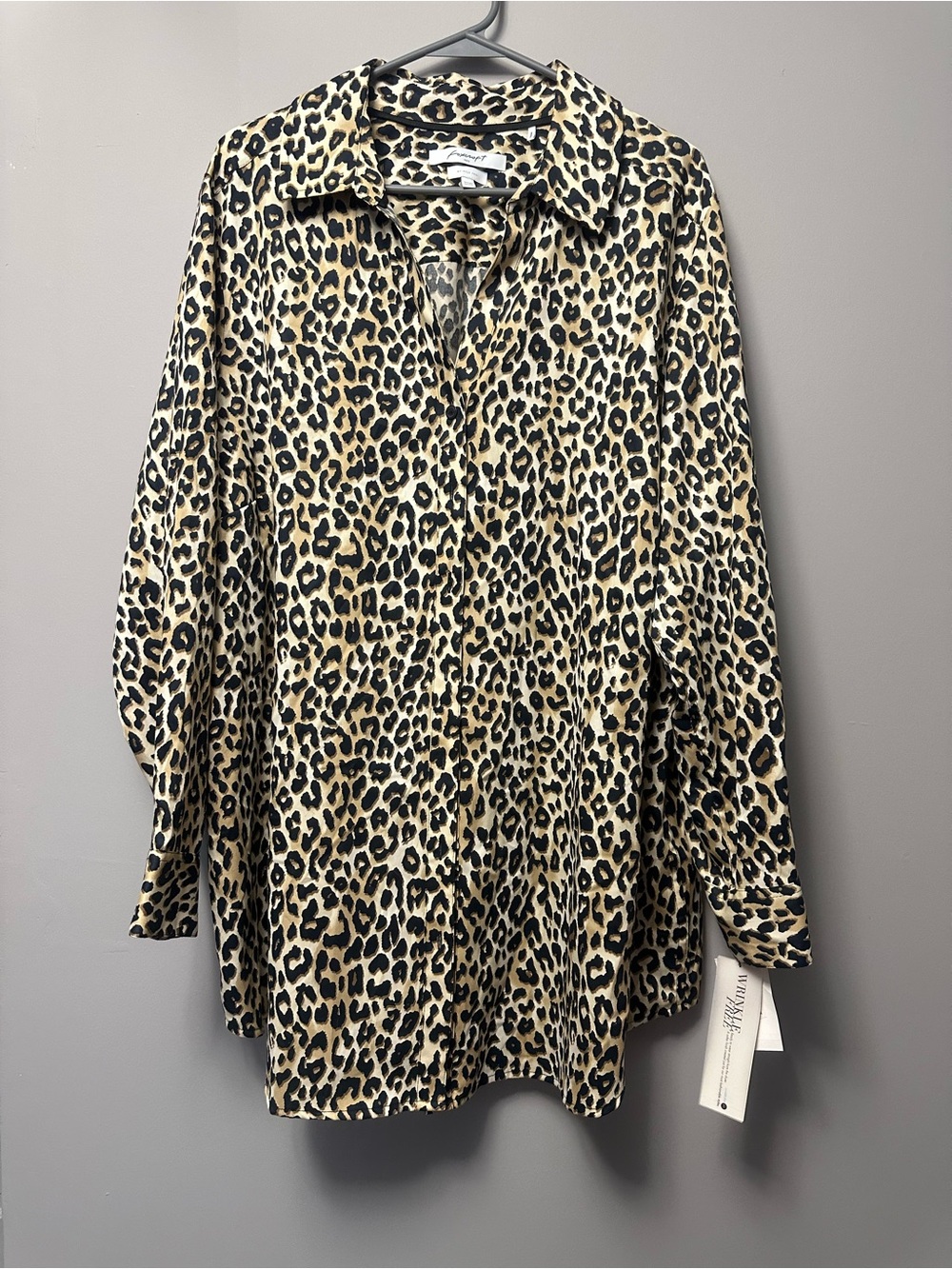 Foxcroft Leopard Print Button-Down Shirt - Beige and Black